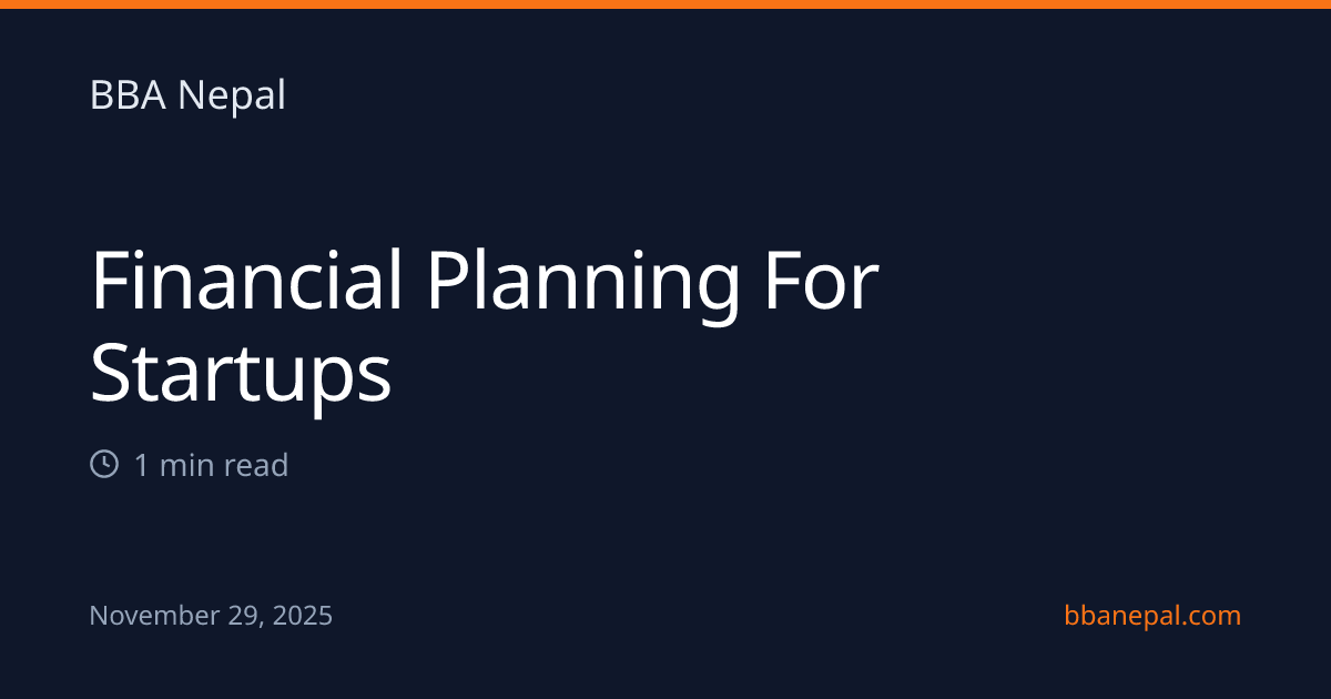 Financial Planning for Startups