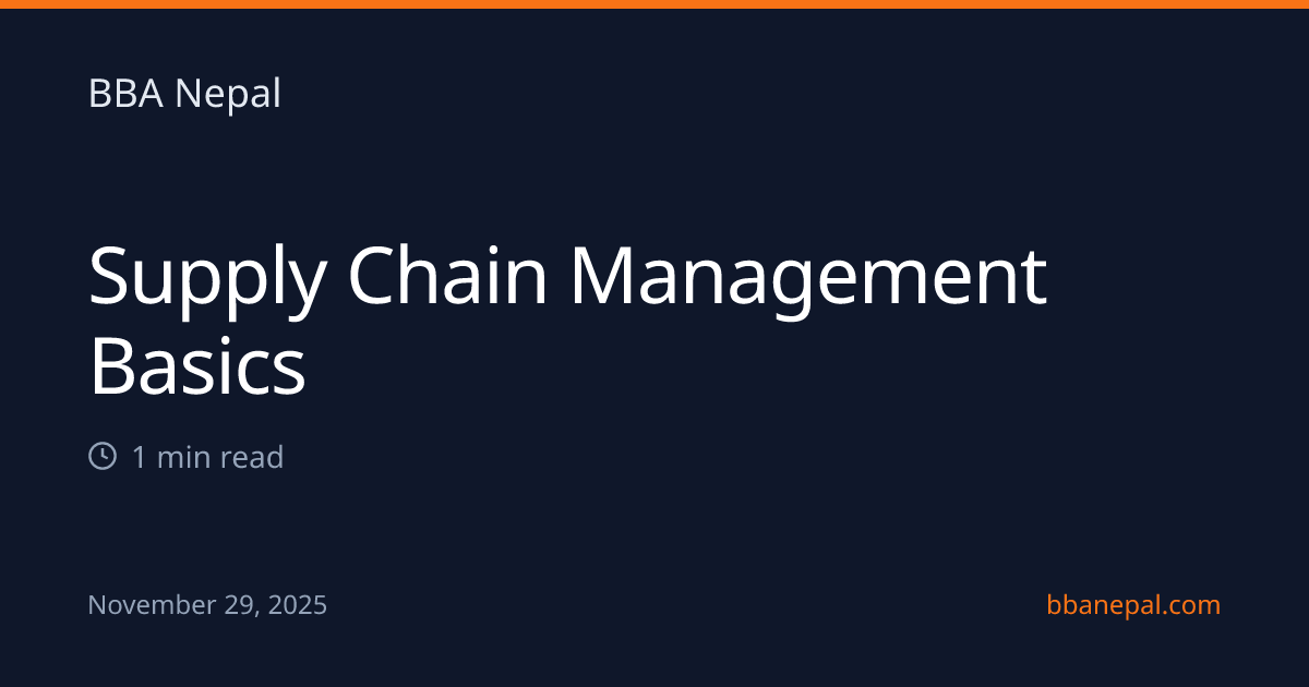 Supply Chain Management Basics